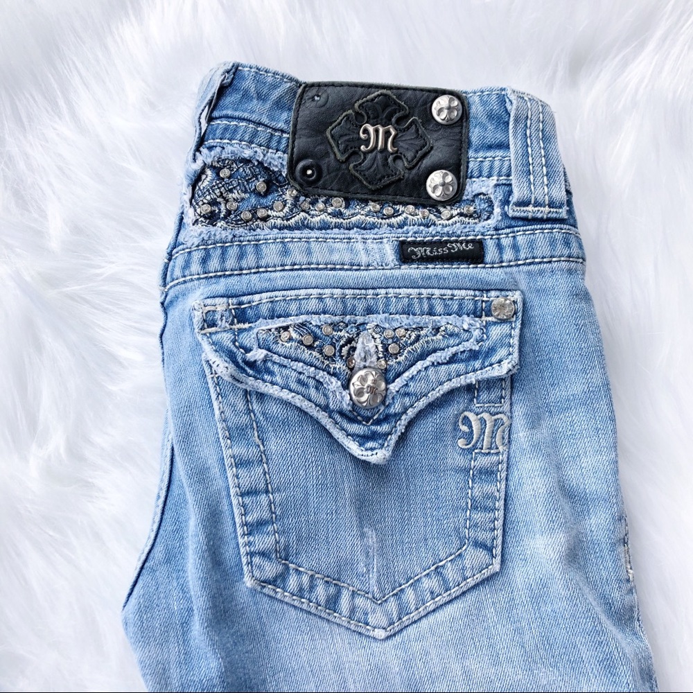 Miss Me Lightwash Flare Embellished Boot cut Jeans